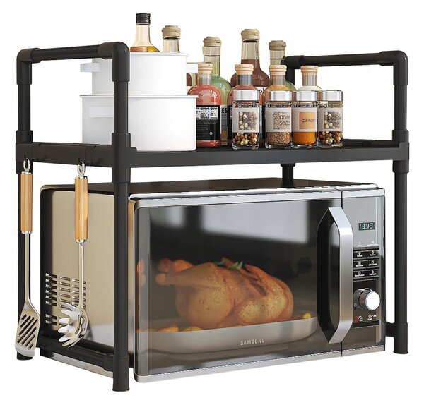 KUCHYSKÝ STL pod mikrovlnnou troubu ORGANIZER BOARD BLACK 2-úrovová skíka 48 cm