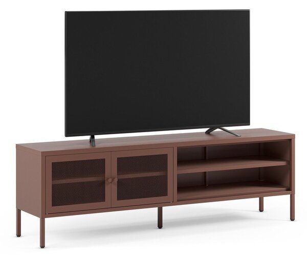 Vínový kovový TV stolek 160x50x35 cm Fayna – Marckeric