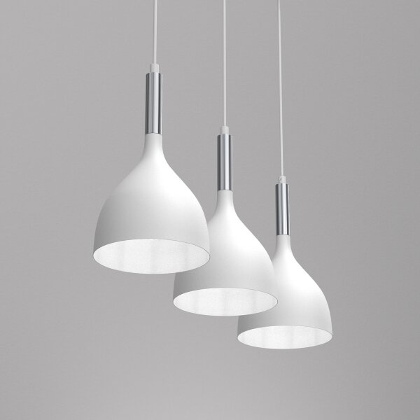 Lustr na lanku NOAK 3xE27/15W/230V bílá/chrom