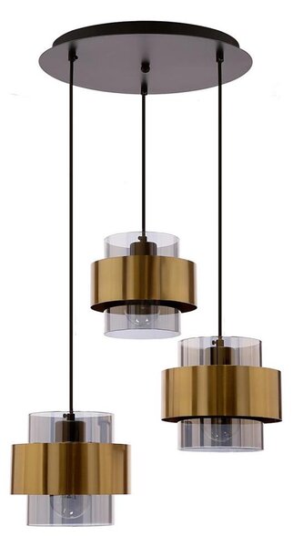 Lustr na lanku SPIEGA 3xE27/60W/230V zlatá/černá