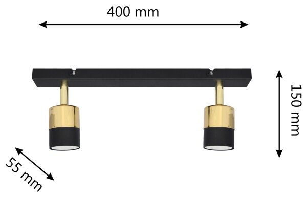 LED Bodové svítidlo TUBSSON 2xGU10/4,8W/230V černá/zlatá