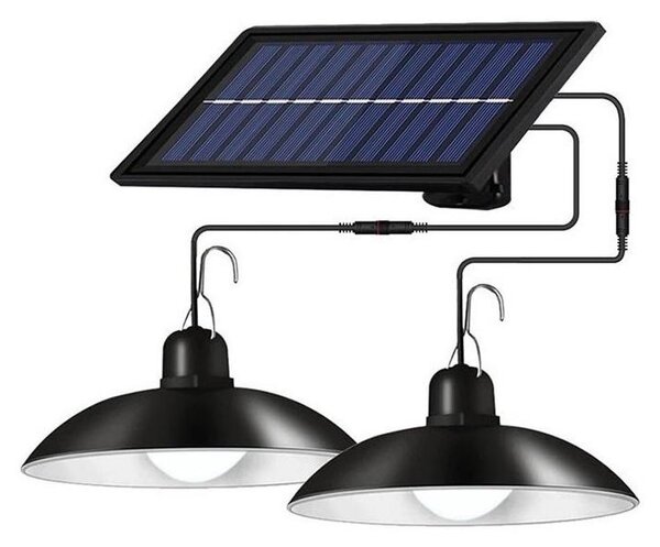 LED Stmívatelný solární lustr na lanku 2xLED/1,8W/3,7V IP44 6500K 2400 mAh + DO