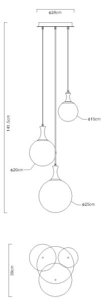 Globo 15885-3H - Lustr na lanku DALTON 3xE27/10W/230V pr. 48 cm černá