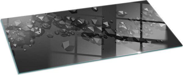 Sklenný podlahový panel pro 125x50 cm - Krbový panel ze skla - Krbový panel ze skla - Ochranné sklo - Ochranný panel proti jiskrám - Sklenný podlahový panel proti ohni - Tepelná ochrana - Ochrana podlahy ze skla - Abstraktní mrak pevných látek