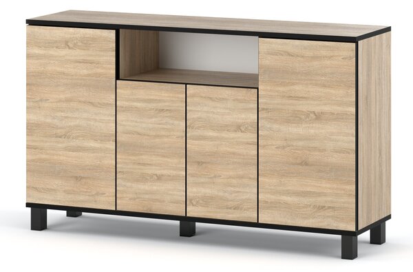 STIV Möbel | Komoda 140x35x80 cm Dub Sonoma / Dub Sonoma | 4 dvíka | Obývák Lonice | 9 polic