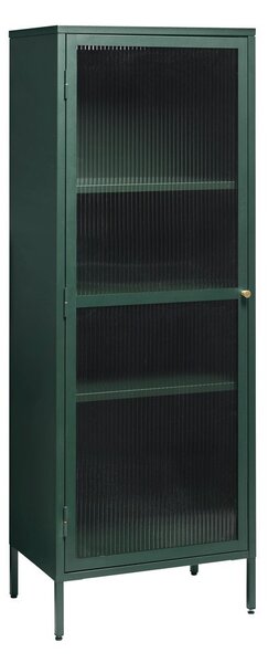 Zelená kovová vitrína Unique Furniture Bronco, výška 160 cm