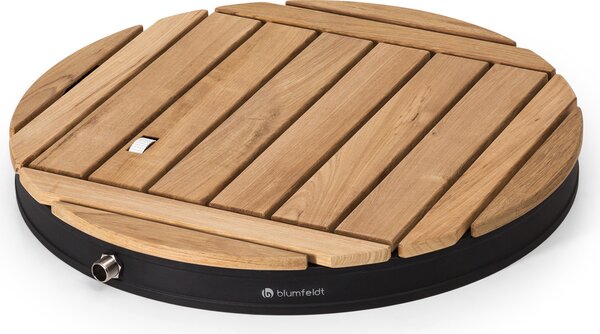Blumfeldt Sumatra Teak Round, zahradní sprcha, hliník, týkové dřevo, rukoje