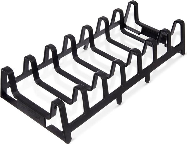 Orion | Stojan na pokliky a talíe - erný - 30x14x6 cm - kuchyský organizér - úspora místa