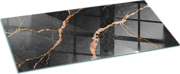 Sklenná podlahová deska pro 125x50 cm - Krb - Krbová deska sklenná - Ochranné sklo - Ochranná deska proti jiskrám - Sklenná podlahová deska neholavá - Tepelná ochrana - Ochrana podlahy ze skla - Elegantní mramor s ilkami