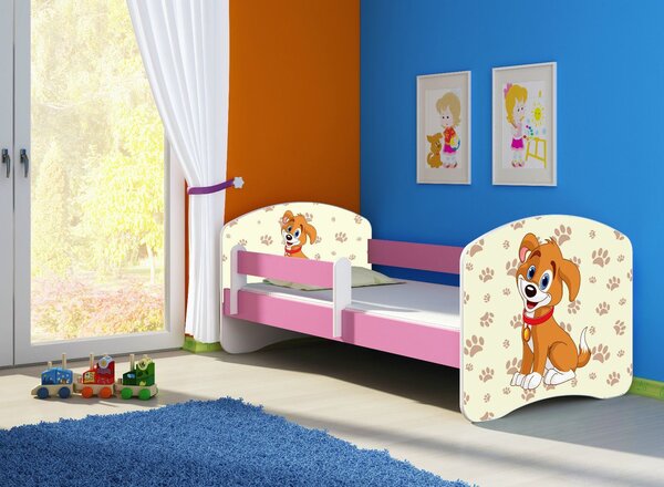 Dětská postel - Pejsek 2 140x70 cm růžová