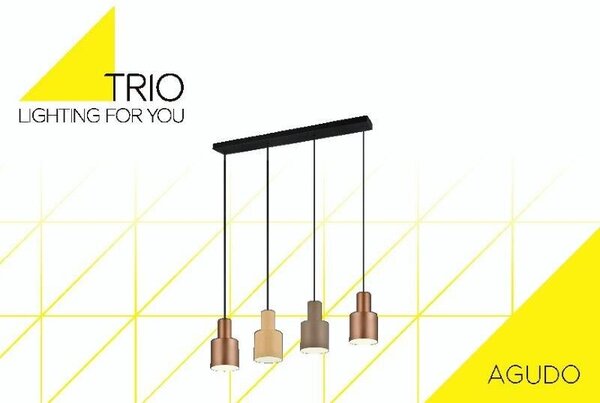 TRIO 319400417 AGUDO závěsné svítidlo 4xE27 černá, kávová, béžová, šedohnědá