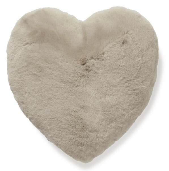 Skinnwille Home Collection Polštář Srdce Fluffy Taupe, umělá kožešina, šedohnědý, 45x45 cm