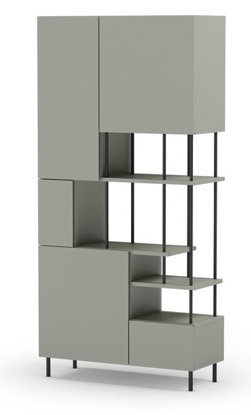 Zelenošedá knihovna 84x175 cm Perla – Marckeric