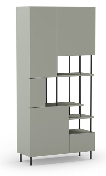Zelenošedá knihovna 84x175 cm Perla – Marckeric