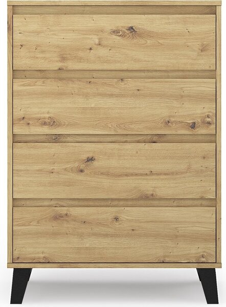 VBChome Komoda se 4 zásuvkami 70 x 39 x 99 cm Komoda bez úchytek Artisan Víceúelová skíka do pedsín Lonice Obývací pokoj Dtský pokoj moderní