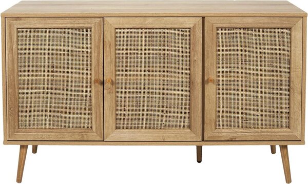 HowHomely | Komoda - Devná komoda - 115 x 70 x 39 cm - Hndá - Píborník - Ratanová dvíka