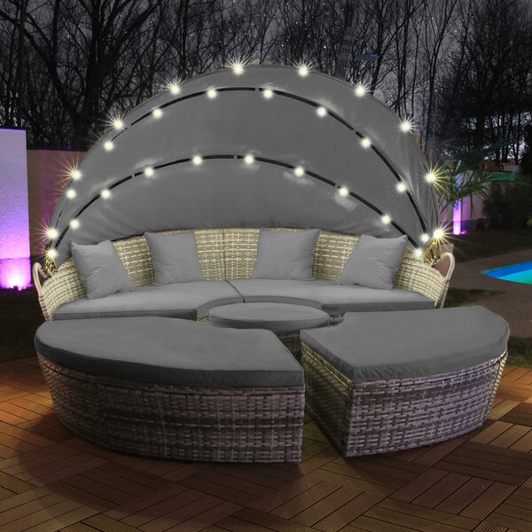 LED - Sun Island Rattan Lounge Polyratanová sedací souprava Lounger Island 180cm vetn krytu Cover Cover