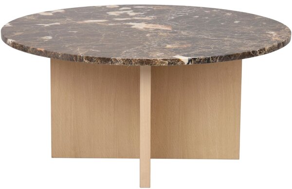 Hnědý mramorový konferenční stolek ROWICO BROOKSVILLE 90 cm