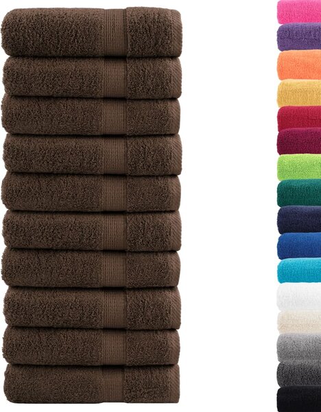 Prémiové ručníky do sprchy SOLUND 10 ks hnědé 70x140 cm 600 g/m² 137238