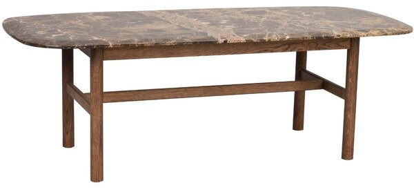 -25 % Dny MOMENTI– Hnědý mramorový konferenční stolek ROWICO HAMMOND 135 x 62 cm s hnědou podnoží