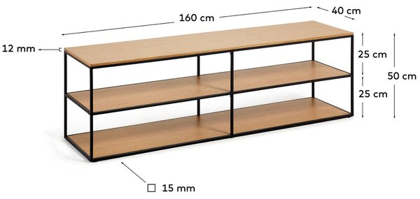 Dubový TV stolek Kave Home Yoana 160 x 40 cm