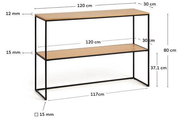 Dubový toaletní stolek Kave Home Yoana 120 x 30 cm