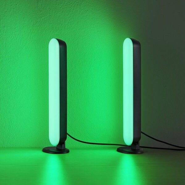 TRIO Reality R55382102 GAME stolní lampička SMD LED V280mm 2x2,5W RGB černá, stmívatelné, dálkový ovladač