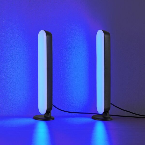TRIO Reality R55382102 GAME stolní lampička SMD LED V280mm 2x2,5W RGB černá, stmívatelné, dálkový ovladač