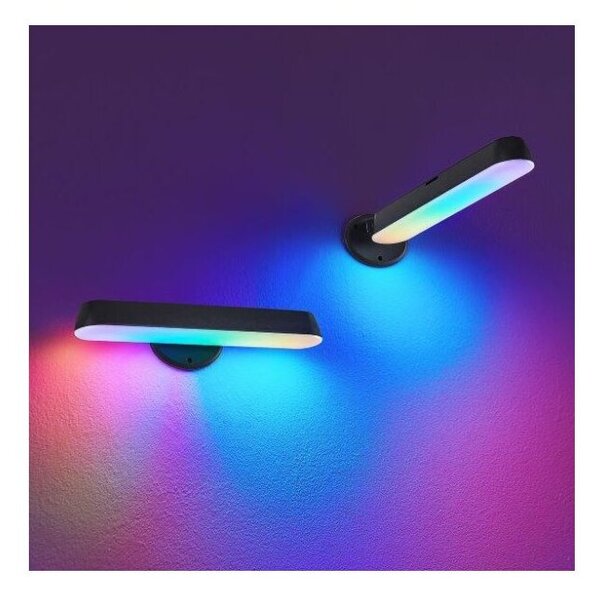 TRIO Reality R55382102 GAME stolní lampička SMD LED V280mm 2x2,5W RGB černá, stmívatelné, dálkový ovladač