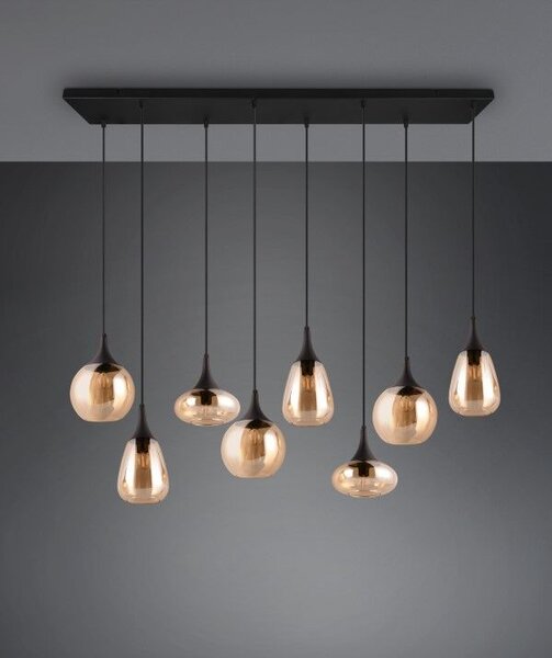 TRIO 317000813 LUMINA závěsné svítidlo 8xE14 černá matná, jantarová