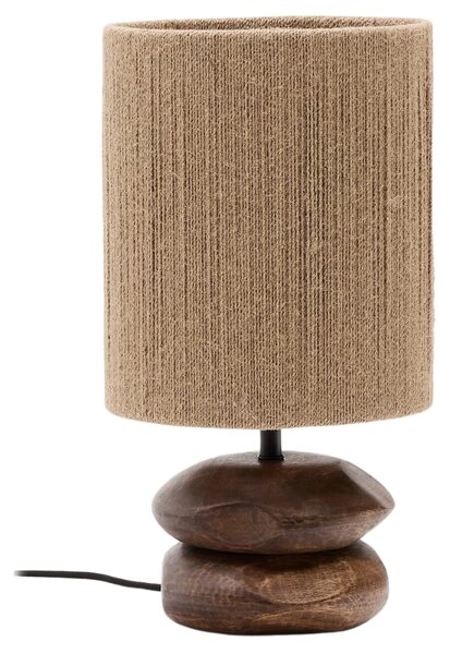 Tmavá dřevěná stolní lampa Kave Home Kor