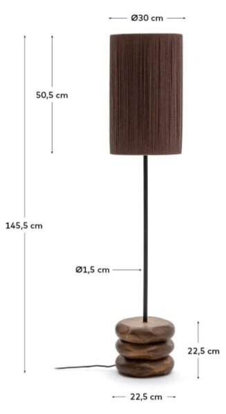 Tmavá dřevěná stojací lampa Kave Home Kor 145,5 cm