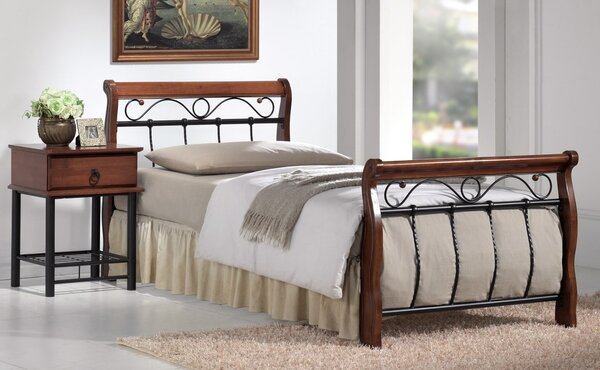 Klasická postel v dekoru antická třešeň VENECJA 90x200 cm s roštem