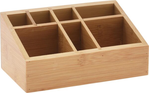 Organizér na kosmetiku z bambusu, pírodní, 17 x 10 x 8 cm