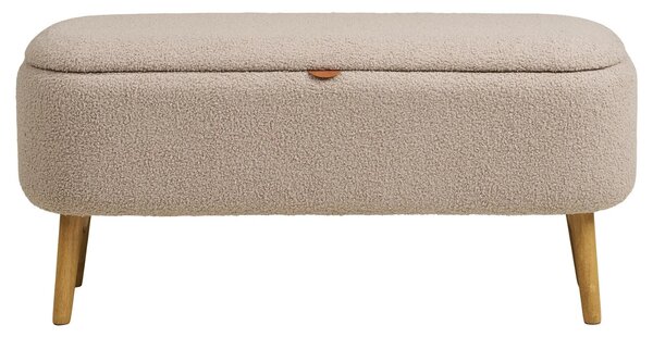 -25 % Dny MOMENTI– Nordic Living Béžová bouclé lavice Harlov 95 cm