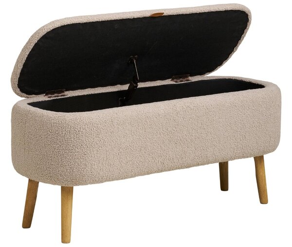 -25 % Dny MOMENTI– Nordic Living Béžová bouclé lavice Harlov 95 cm