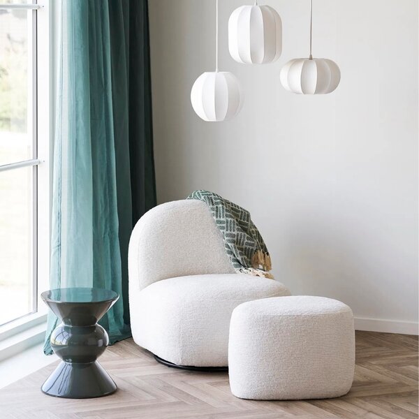 -25 % Dny MOMENTI– Nordic Living Bílý taburet Halo 55 x 40 cm