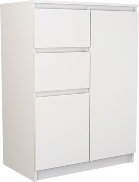 Komoda se 2 zásuvkami a 2 dvíky 70x97x40 cm (/v/d) úzká v bílé barv, píborník víceúelová skí Skí do lonice