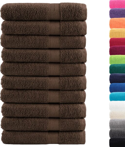 Prémiové ručníky SOLUND 10 ks hnědé 100x200 cm 600 g/m²