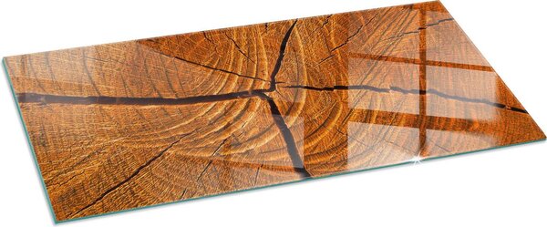 Sklenná podlahová deska pro 125x50 cm - Krbová deska sklenná - Krbová deska sklenná - Ochranné sklo - Ochranná deska proti jiskrám - Sklenná podlahová deska neholavá - Tepelná ochrana podlahy ze skla - Devná struktura v prezu