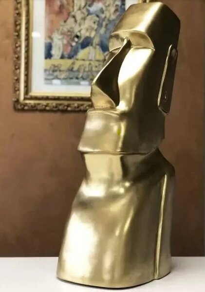 Socha Hlava Moai zlatá 75 cm