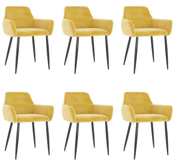Jídelní židle 6 ks hořčicově žluté samet