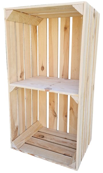 Bedna na víno 75x40x30 cm – devná bedna s policí jako botník 1 police – pírodní