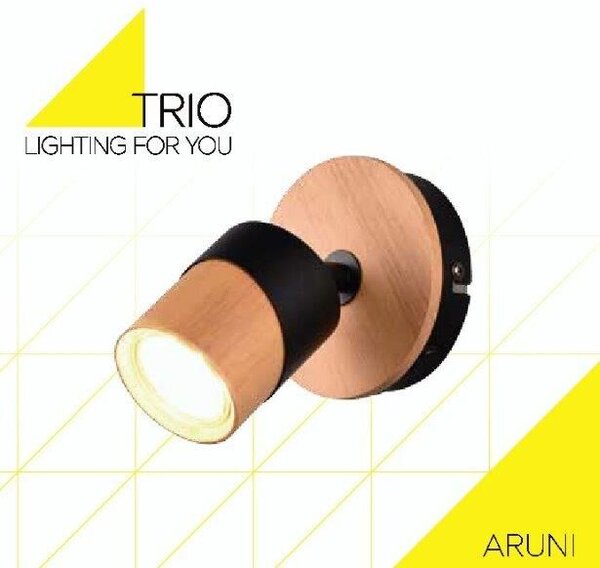 TRIO 801170132 ARUNI nástěnné svítidlo s vypínačem 1xGU10 černá, světlé dřevo