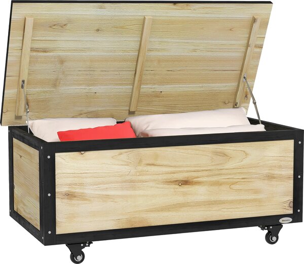 Outsunny zahradní box devný úloný box 121L úloný box na kolekách, úloný box odolný proti povtrnostním vlivm pro balkon, terasu, pírodu