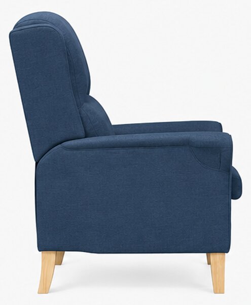 Relaxační křeslo, odpočinkové, ušák, dřevo/textil, 101x95x75 cm, přírodní/modrá, Dekorino KR20260041
