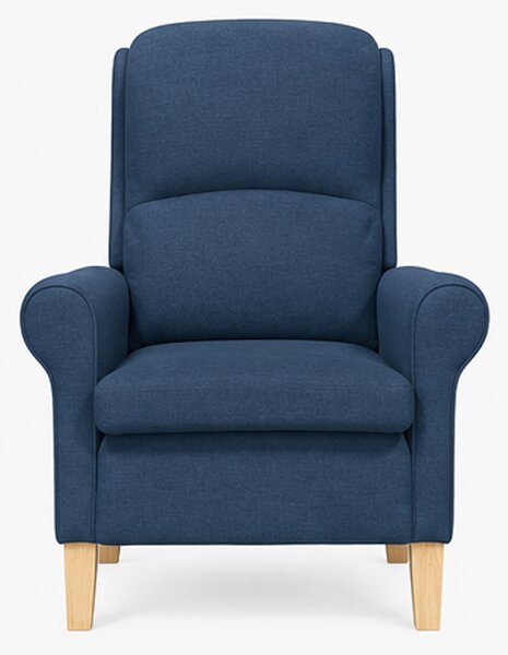 Relaxační křeslo, odpočinkové, ušák, dřevo/textil, 101x95x75 cm, přírodní/modrá, Dekorino KR20260041