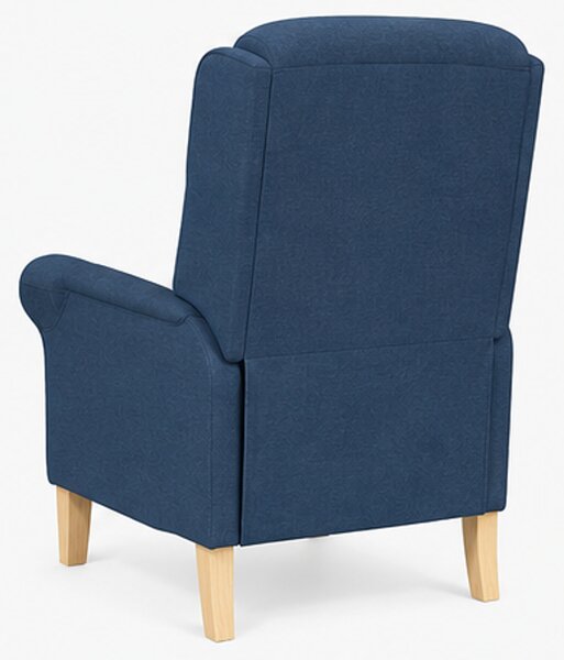 Relaxační křeslo, odpočinkové, ušák, dřevo/textil, 101x95x75 cm, přírodní/modrá, Dekorino KR20260041