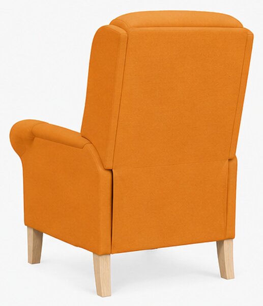 Relaxační křeslo, odpočinkové, ušák, dřevo/textil, 101x95x75 cm, přírodní/oranžovožlutá, Dekorino KR20260042