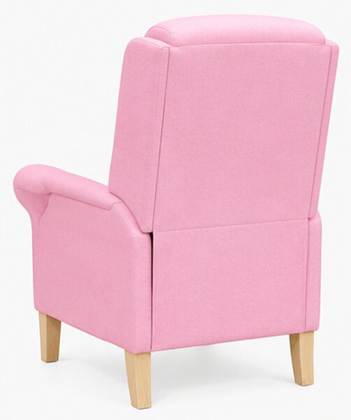 Relaxační křeslo, odpočinkové, ušák, dřevo/textil, 101x95x75 cm, přírodní/růžová, Dekorino KR20260044